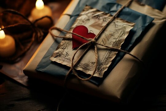 A close-up of tied love letters, evoking nostalgia and romance. Generative AI