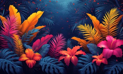 Fototapeta na wymiar colorful edgy jungle vector drawing