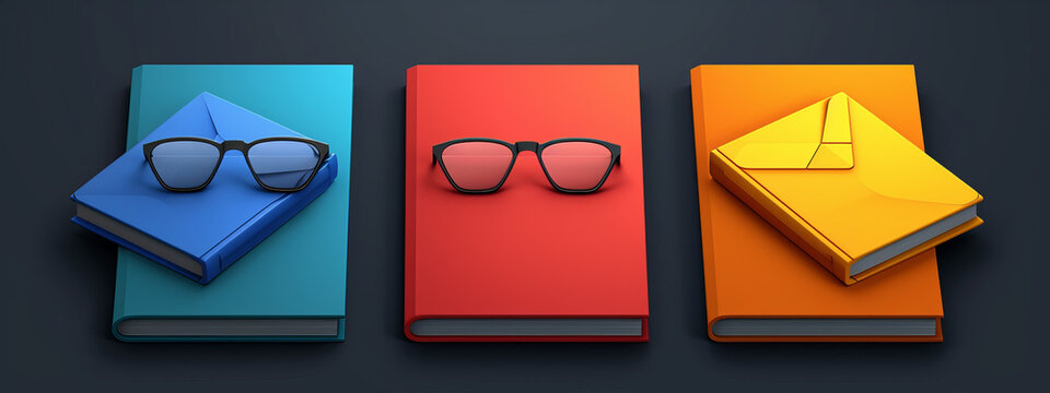 Vibrant Literary Style: Three Colorful Books Donning Chic Sunglasses