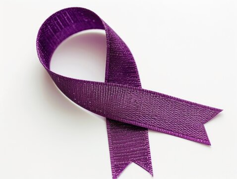 Pancreatic cancer purple cancer riboon on white background