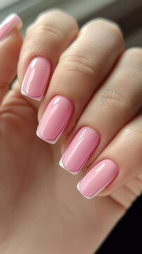DarkPink-biege trending french nail art nails, one hand, beautiful,perfect fingers, perfect long nails, beautiful nail 