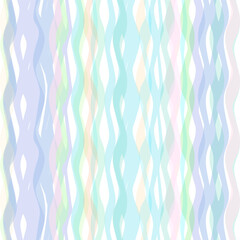 Vector seamless abstract pattern of flowing vertical wavy threads in pastel colors background for fabric, paper design