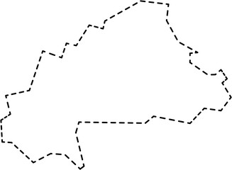 dash line drawing of burkina faso map. - obrazy, fototapety, plakaty