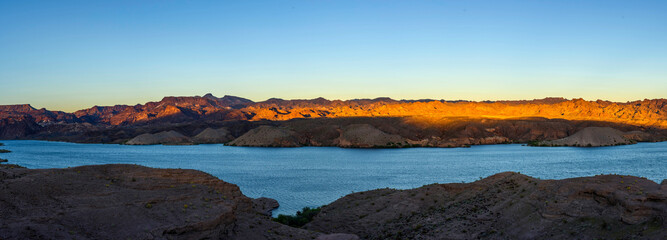 Panoramic View of Lake Mojave South of Hoover Dam in Nevada, USA - Spectacular 4K Ultra HD Landscape