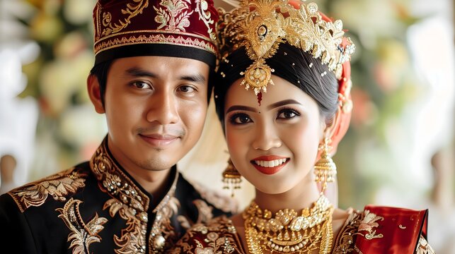 portrait of an Malaysian couple posing for wedding photograph