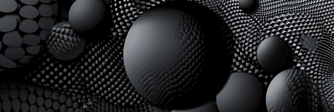 3D Kugeln in schwarz und weiss. Geometrische Formen.