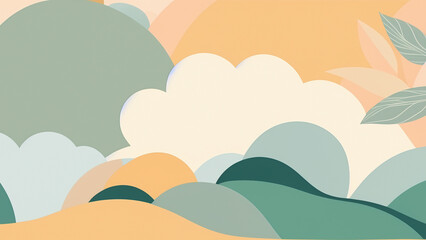 Fototapeta na wymiar Pastel Hills: Abstract Nature Scene Illustration
