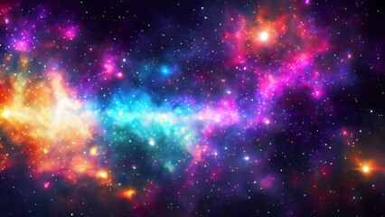 Vibrant Cosmic Nebulae and Starfield Background