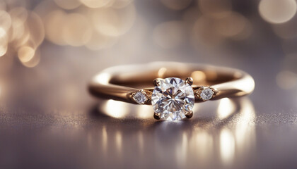 Designer ring on a sparkling background