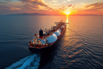 Delivery of liquefied gas to harbor port for logistics distribution AI Generation