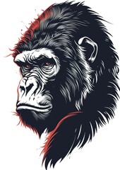 a gorilla head vector logo in tattoo art style,