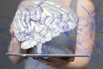 medical on hospital background, medical technology network concept - neural network exposure digital