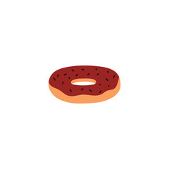 Chocolate donut illustration in flat style. Isolated background.