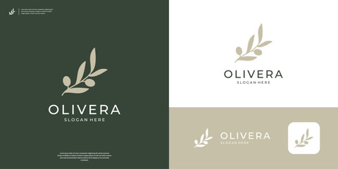Minimalist branch olive tree logo design