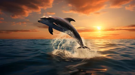 Deurstickers A dolphin jumping out of the water © Ziyan Yang