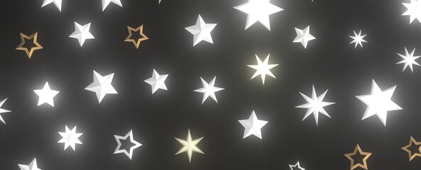 Holiday Stardust Rain: Brilliant 3D Illustration Showcasing Descending Christmas Stars