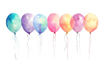 Set of watercolor air balloons isolated on white