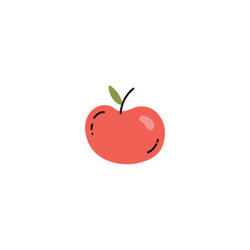 Apple flat icon, sweet whole red apple fruit vector cartoon illustration, natural organic food, ripe vitamin snack