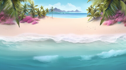 Naklejka premium Panoramic natural landscape of beautiful beach