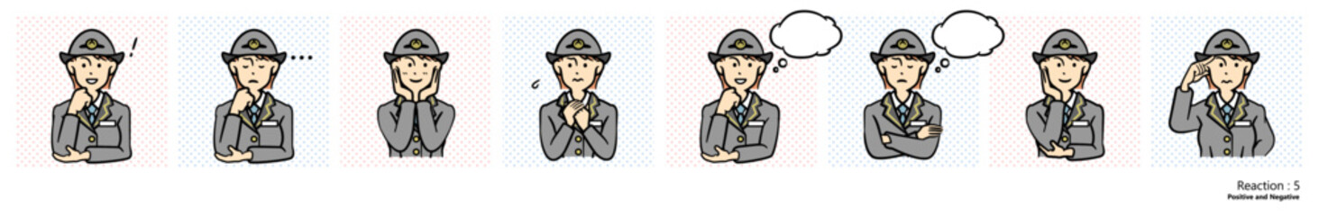 人物イラスト｜駅員（リアクション5）