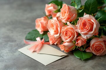 Romantic roses and blank card for special occasions