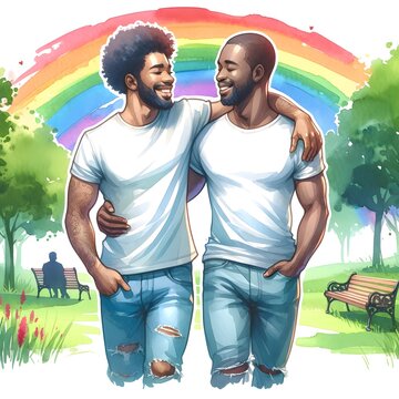 LGBTQ couples embrace love and affection between couples doing activities together.