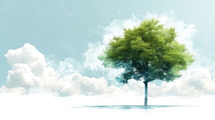 Tree in the sky with clouds. Nature background