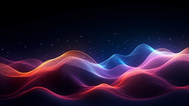Digital technology blue rhythm wavy lines abstract graphic poster web page ppt background