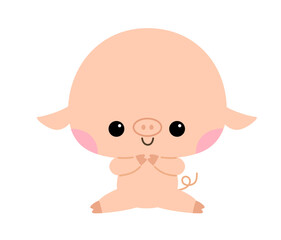 幼児向けのかわいいブタのキャラクターイラスト