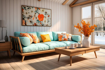 Modern Living Room with Sofa and Decorations