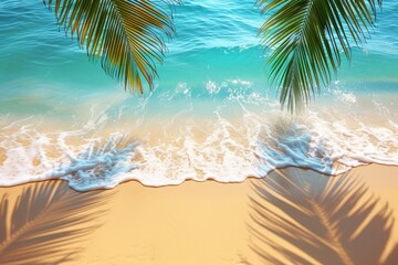 Fototapeta na wymiar Beach with palm trees and turquoise water