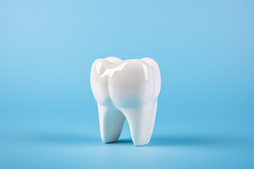 Modern dentistry. pristine snow white molar on vibrant blue background, high-quality image