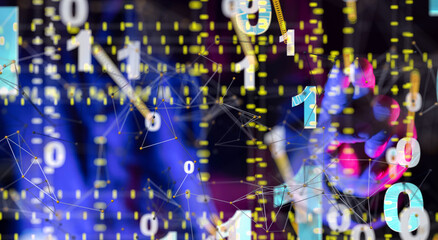 Global network. Blockchain. 3D illustration. Neural networks and artificial intelligence. Abstract  - neural network exposure digital