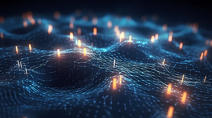 Digital technology blue rhythm wavy lines abstract graphic poster web page ppt background