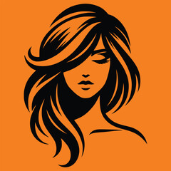 Beautiful A Girl Head Icon Hair Model  Vector Art illustrator Design