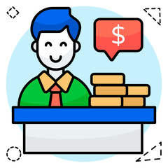 Dollar with avatar showcasing investor icon 