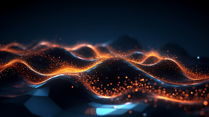Digital technology blue rhythm wavy lines abstract graphic poster web page ppt background