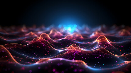 Digital technology blue rhythm wavy lines abstract graphic poster web page ppt background