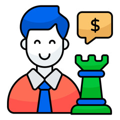 Conceptual flat design icon of financial chat