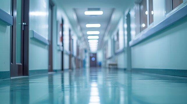 blur image background of corridor in hospital or clinic image 