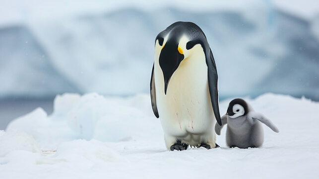 Emperor Penguin with Chick at Snow Hill Island, Wedd