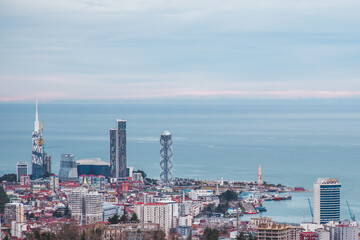 panorama of the city of Batumi in Georgia and the Black Sea