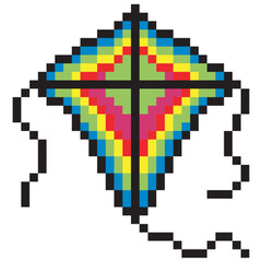 Fototapeta premium Kite flying in pixel art style