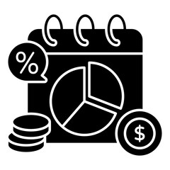 Icon of money with calendar, flat design of payment day