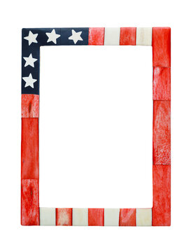 American flag picture frame isolated on white
