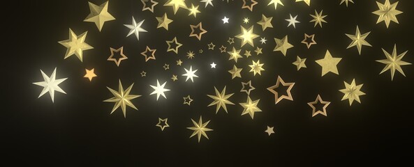 Celestial Christmas Symphony: Enthralling 3D Illustration of Falling Holiday Starbursts