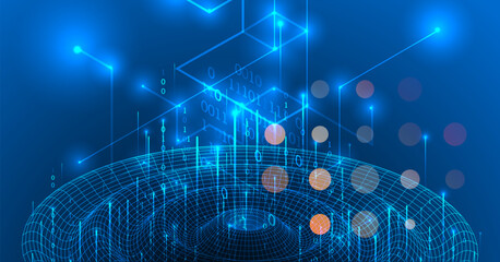 Futuristic technology background. Plexus structure Big data network visualization concept.  Hand drawn vector.