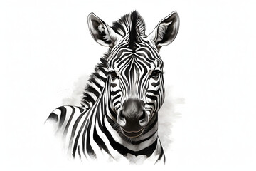 Fototapeta premium Front view of aesthetic zebra illustration on white background