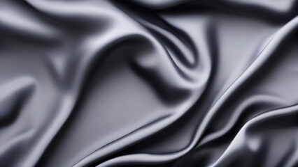 Obraz premium A black satin texture that is a panoramic background of black colored black fabric silk with a beautiful and natural blurred pattern
