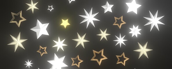 Stardust Christmas Shower: Mesmerizing 3D Illustration Depicting Descending Holiday Star Particles